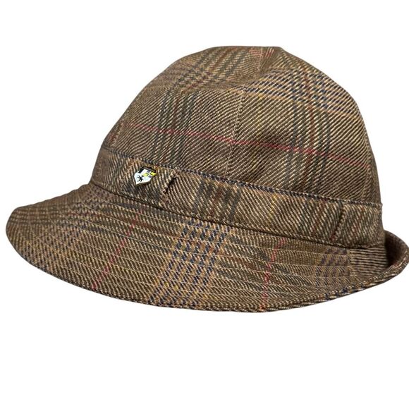 Tweed Wool Bucket Hat Ireland Walking House of Donegal Men's Feather Detail Sz L - Picture 2 of 6
